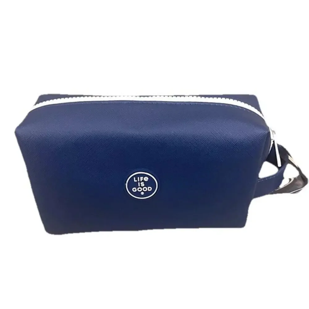Life Is Good Lucky Dog Navy Blue Cosmetic Bag NWT